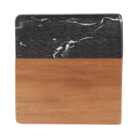 Black Marble and Wood Coaster Set