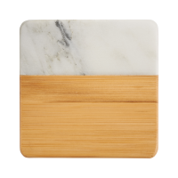 Marble and Bamboo Coaster Set